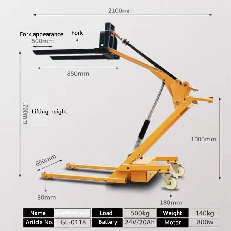 Elektryczny podnośnik paletowy podnośnik paletowy wózek widłowy podnośnik materiałowy 1100 funtów udźwig 68,5 cala maks. wysokość podnoszenia, stałe nogi podnośnik paletowy