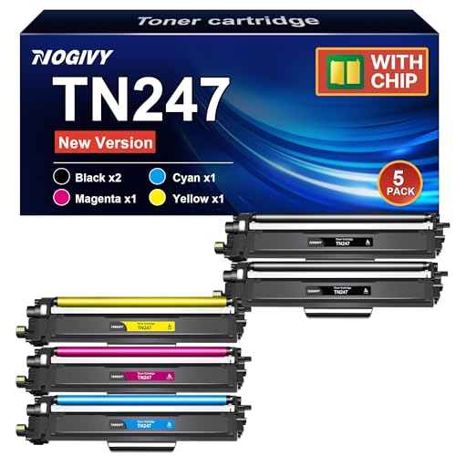 NOGIVY TN-243CMYK TN247 Toner Compatible with Brother TN243CMYK TN-247 for Toner Brother MFC L3750CDW DCP-L3550CDW MFC-L3750CDW HL-L3210CW MFC-L3770CDW (2 Black Cyan Yellow Magenta Pack of 5)