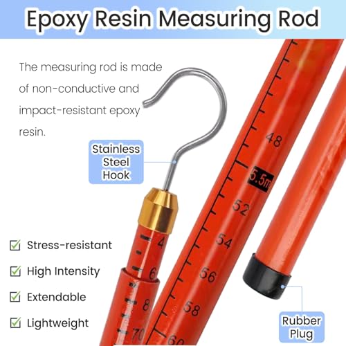 Telescoping Measuring Stick 2 Pack - 59ft/18m Yellow Distance Measuring Pole with Hook for Forestry, Utility, Linemen & Epoxy Resin Height Gauge,2pack,49ft/15m