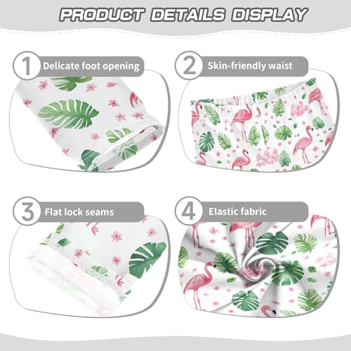 Wusikd Pink Flamingos Flowers Girls' Leggings Toddler Doodles Watercolor Kids Yoga Pants Dance Active Tights 4T3