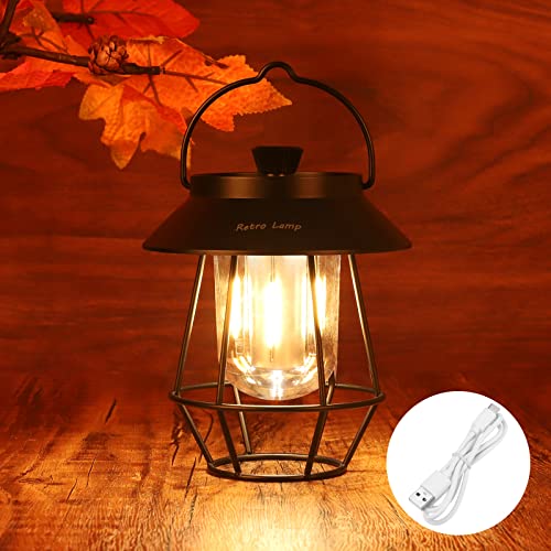 Wodasi Lámpara Camping, Luz Camping Retro Lampara de Camping, Recargable Lámpara, USB, Linterna de camping LED, con 4 Modos de Iluminación, Linterna Camping para Pesca, Excursión, Jardín, Patio etc