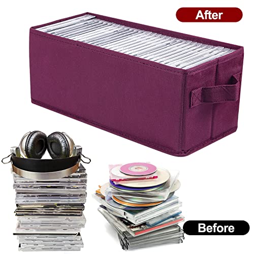 UENTIP CD Storage Boxes, Pack of 2 CD Case Storage- 13.2" x 5.9" x 5.3", Container holds 30 CDs in full jewel cases - Image 3