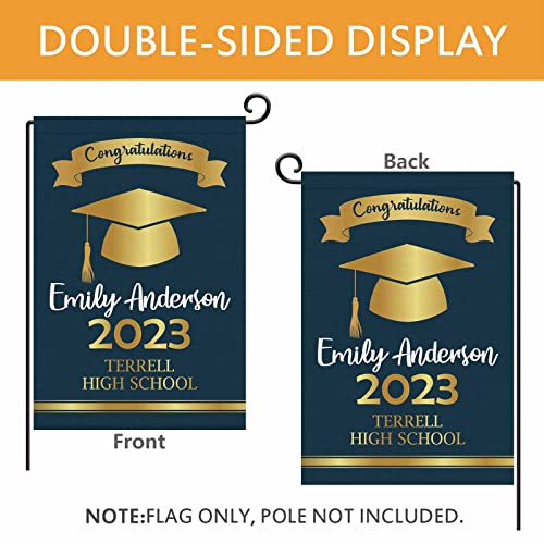 Personalized Graduation Garden Flag Class Of 2023 Graduate Flag For Outdoor Yard House Banner Home Lawn Welcome Decoration 12.5" X 18" Double Sided #TOP2