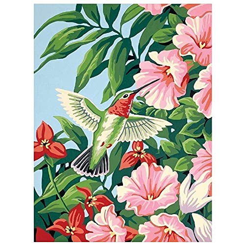Broderie Point De Croix Diamant Fleurs et Oiseaux pour Décoration Salon
