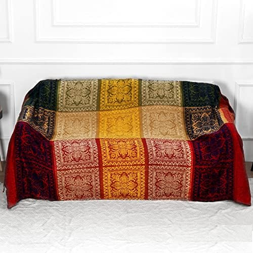 Jeté De Canapé/lit En Chenille épais StylemyBedroom - 152x203 Cm, Rose Poudré, Pompons, Plusieurs Tailles