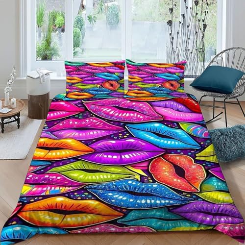 Housse de couette design lèvres gothique en microfibre premium - 3