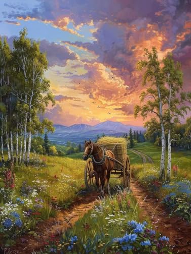 Peinture par Numéro Coucher de Soleil : Évadez-vous avec cette Toile DIY 100x130cm