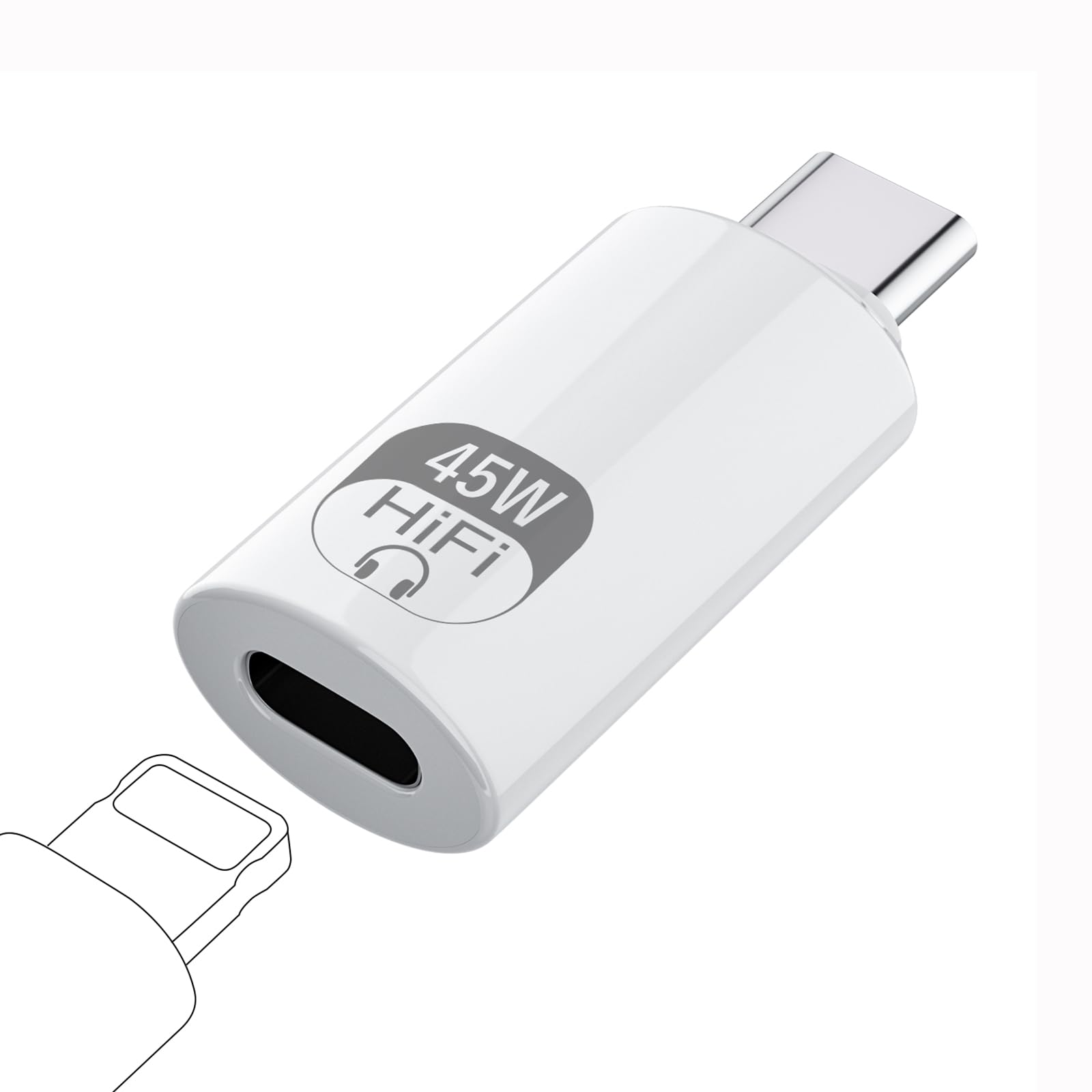EKVUVKE ライトニング タイプc 変換イヤホン対応+45W急速充電, 480Mbps高速転送, オーディオ 通話/音楽/音量調節,Lighting USB-C 変換 イヤホン対応-HiFi音質-DAC搭載 16bit/48KHz, iPhone 17 16 15 シリーズ, Macbook, Type Cなど機器に適用, 純正Lightingヘッドフォンケーブルで接続してください