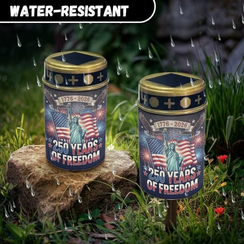 Image of Grave Solar Lamp - Statue of Liberty American Flag Design, Flameless Candle, Peaceful Memorial Light for Cemetery, Comforting Remembrance for Beloved Companion