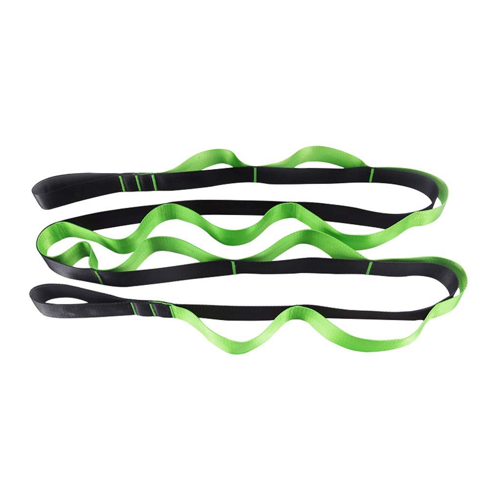 Vielseitigkeit 12 Schlaufengurt Yoga Stretch Gurt nicht elastisch Stretch Gurt für Physiotherapie, Pilates, Tanz und Gymnastik grün