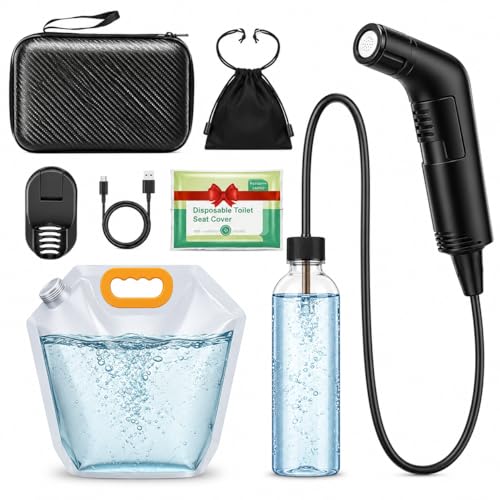 Portable Travel Bidet | Shattaf Travel Set for Toilet & Out Door Personal Hygiene | Travel Camping Bidet Shower Sprayer with 5L Water Bag & Accessories | المسافر شطاف شطاف متنقل شطاف حمام للسفر