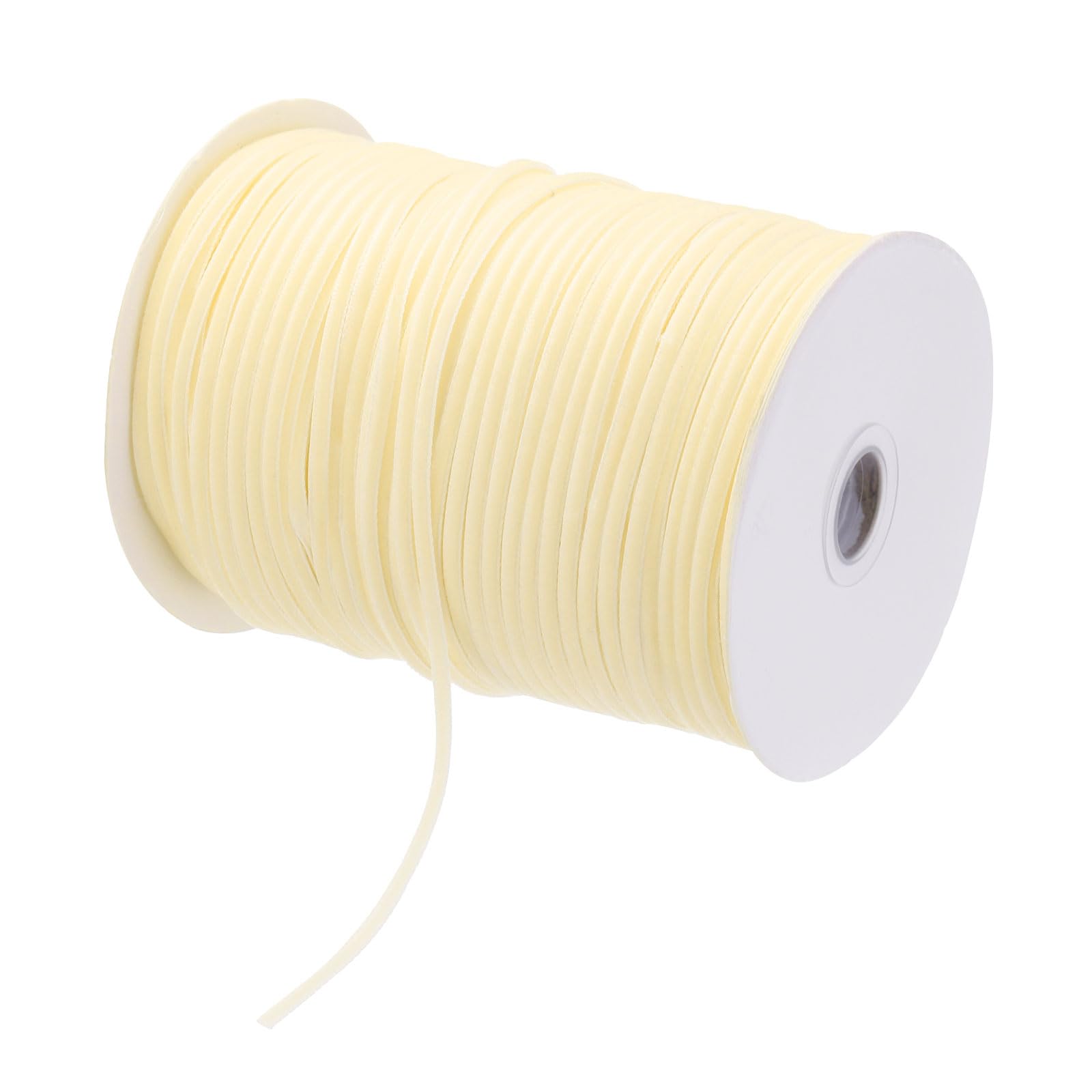 QUARKZMAN Nastro Velluto 200 Iarde x 1/8 Pollice Singola Faccia Crema