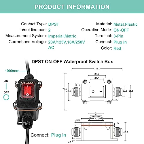 RS KCD3 101N RD, SPST ON OFF 3 Pin Red LED Latching Rocker Switch 20A 125V