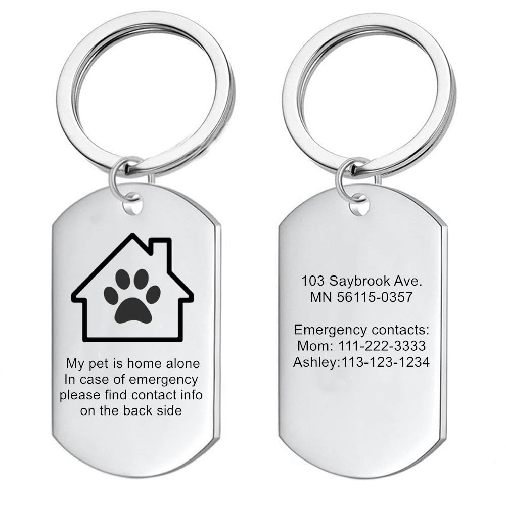 Personalised Emergency Pet Alert Keychain For Safety Stainless