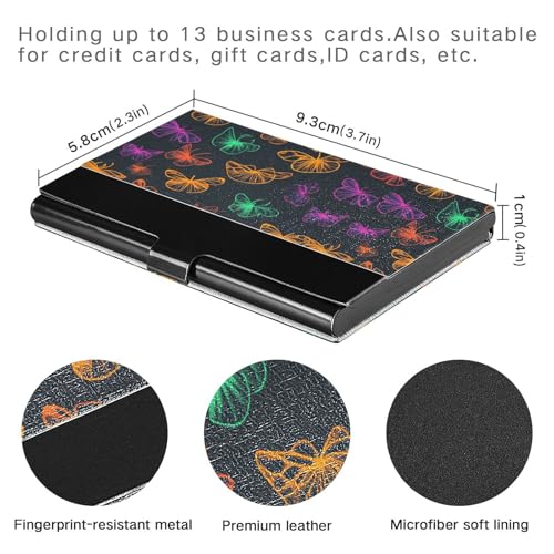 KLL Neon Colored Butterfly Ultra-Thin Card Holder for Business Card with Leather & Stainless Steel Card Storage for Protects Your Cards tarjetero para Hombre3