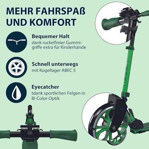 HUDORA Scooter Up 145 Junior - Hochwertiger & sicherer Kinder Roller ab 3 Jahre - Zusammenklappbarer City Roller mit 145 mm Rollen - H&ouml;henjustierbarer Scooter f&uuml;r Jungen & M&auml;dchen bis 60 kg