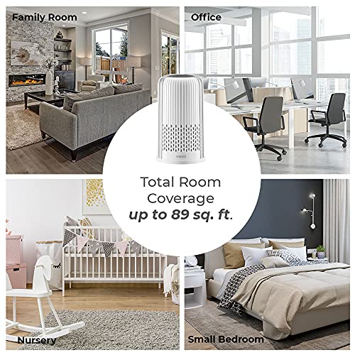 HoMedics Purificateur d’Air Filtres HEPA et Charbon Compact, Assainisseur d'air Portable pour purifier l'air de la maison, des odeurs et des bactéries Mode Nuit silencieux, Option Aromathérapie – Image 6