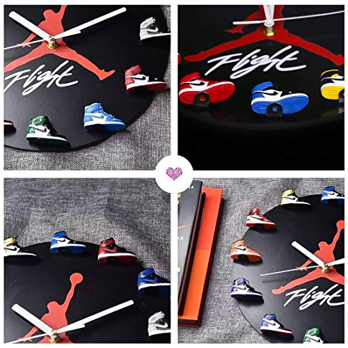 2022 Newly Sports Fan Wall Clock With 3D Basketball Shoes, Stylish Sneaker Clock Home Decor, For Boys Friends (Black Retro) #TOP5