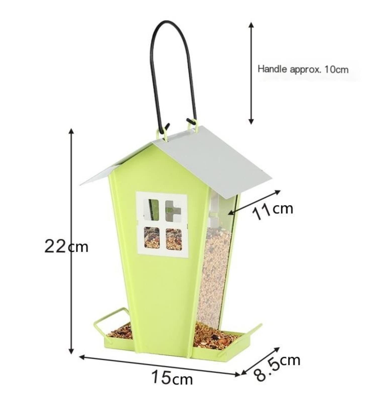 Ptaków Ogrodowych Matal Karmnik Dla Ptaków Pojemnik Na Jedzenie Zewnątrz Artykuły Zwierząt Dekoracja Ogrodowa Karmnik(15 * 8.5 * 22cm)