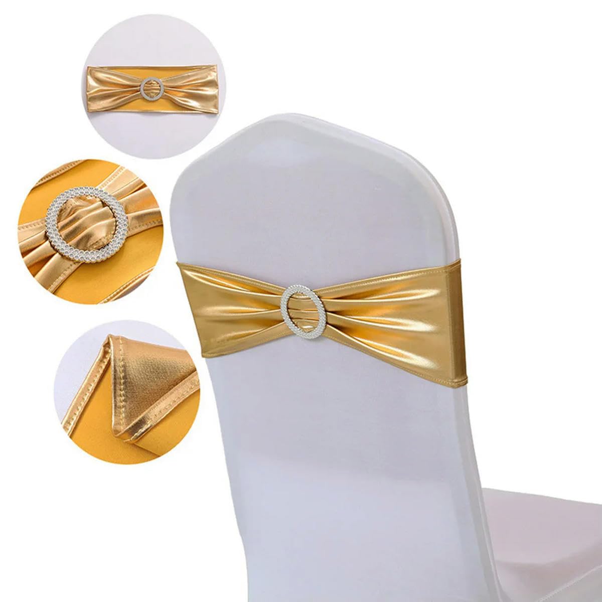 Stuhlschärpen aus Spandex mit Schnalle, Stretch-Stuhlhussen für Hochzeit, Hotel, Bankett, Veranstaltung, Stuhldekorationen, Schwarz, 50 Stück, 10/50 Stück