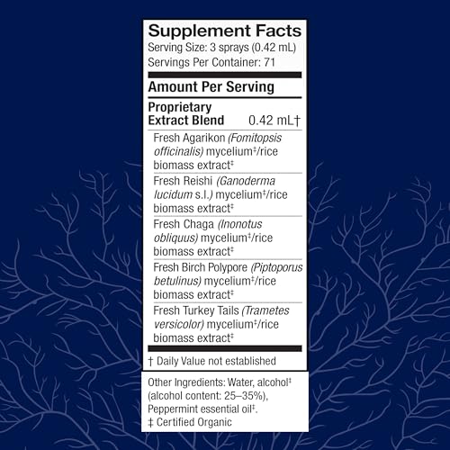 Host Defense MycoShield Throat Spray - Immune Health Support - Dietary Mushroom Supplement with Chaga, Reishi, Turkey Tail & More - On-The-Go Immune Support - Peppermint, 1 fl oz (71 Servings)* - Thumbnail 2