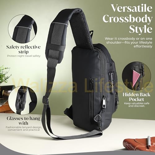 Image of Sling Bag for Men & Women- Crossbody Sling Bag for Travel, Cycling & Hiking | Waterproof Shoulder Bag with Compartment and Zipper Pockets
