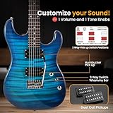 Pyle Beginner Electric Guitar Kit with Amplifier - Full Size Guitar with Humbucker Pickups, Amplifier and Accessories, 100cm-39" Blue Burst - Image 5