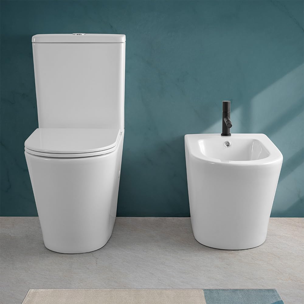 Filomuro Monoblocco WC Con Tornado Senza Brida Scarico Parete Pavimento KLAN