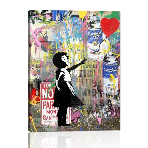 Yatsen Bridge Banksy Pop Street Graffiti Wall Art, Girl and Balloon Posters And Prints, Abstract Color Graffiti Art Canvas Paintings On the Wall Art Picture Home Decor - 12x16 inch