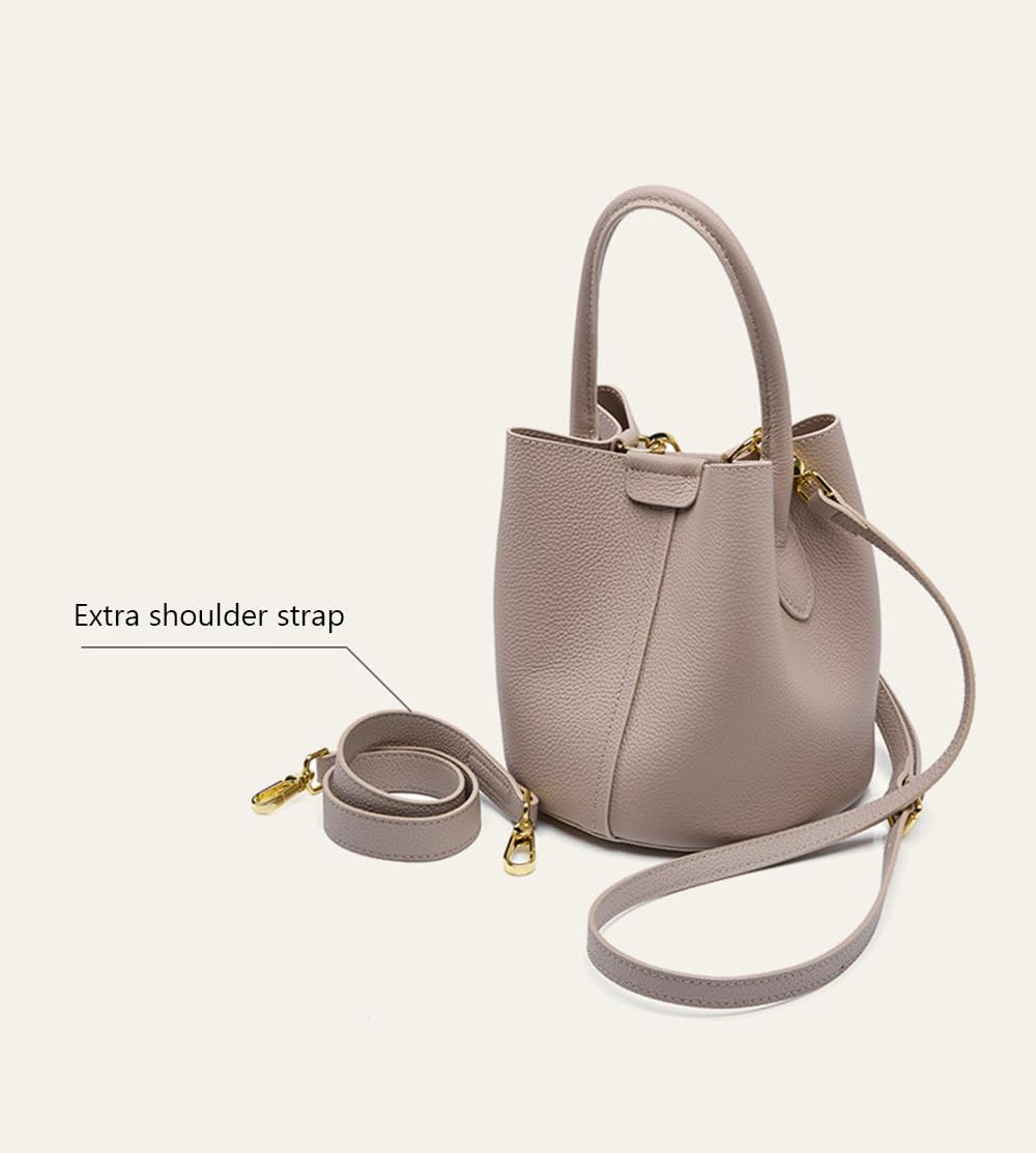 Bucket Bags for Women 2026, Trumpet Women's Handbag,Lock Design, Leather lychee pattern,Removable Shoulder Strap