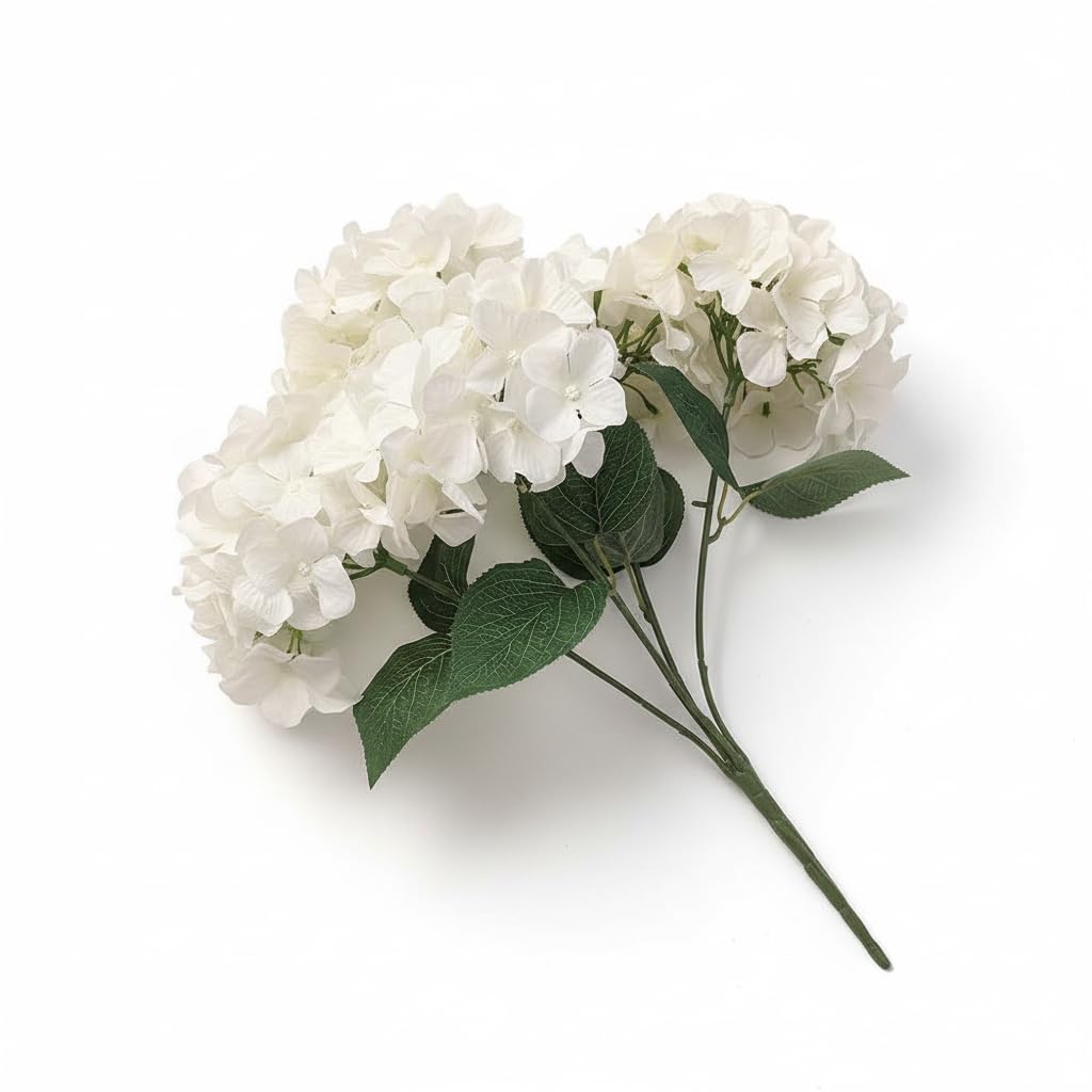 Rowen Homes Hydrangea Bunch Artificial Hydrangea Faux Floral Bunch - Realistic Cream Flower Bloom Bouquets For Wedding, Party Or Home Decorations - Luxury Interiors