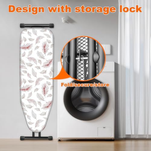 HLILBTE Ironing Board, Compact Ironing Board 13x43 Ironing Area with Extra Thick Height Adjustable Ironing Boards, Stable Structure, Lightweight and Durable,Heat-Resistant Silicone Pad Iron Rest - Thumbnail 5