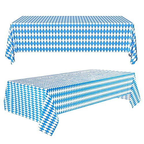 2 Stücke Oktoberfest Tischtuch 275*128cm Bayerische Tischdecke Bayrisch Blau Tischdecken Oktoberfest Party Dekorationen Blau und Weiß Deko Oktoberfest Bayerisch Blau Partytischdecke Bayerisches (2pcs)