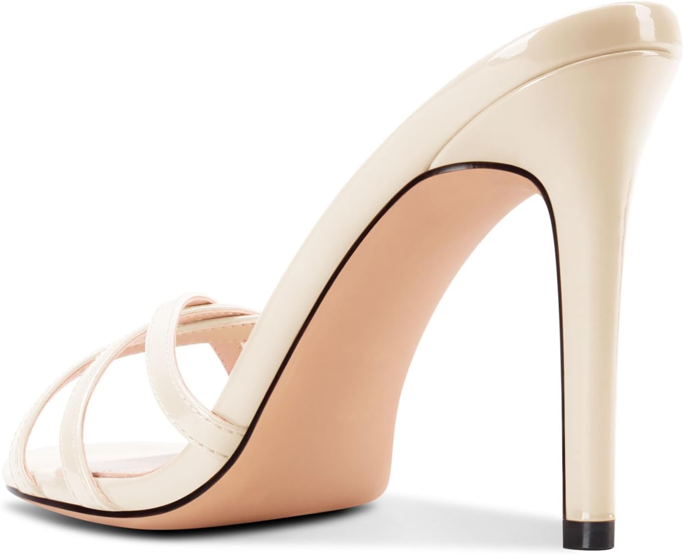 TNYNFBEB Womens Stiletto High Heel Open Toe Sandals Mules Shoes Slingback Slip-on Prom Wedding Dress Basic Classic Summer 3.9 Inches Heels - Image 5
