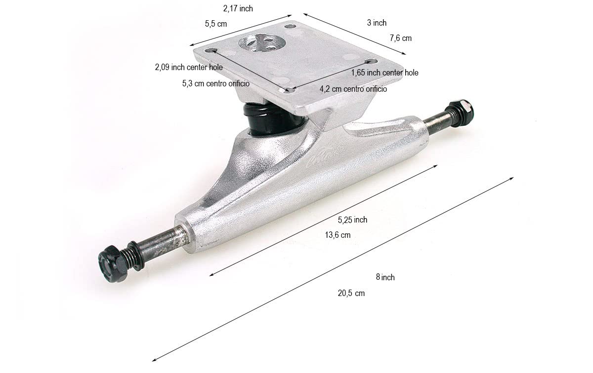 SKCFLORIDA-5,25-Raw Incluye 2 Packs Trucks Eje 5'25 Pulgadas (Longitud 20,5 cm) - Valido Principiantes y Profesionales y Todos los Skateboard del Mercado (5'25)