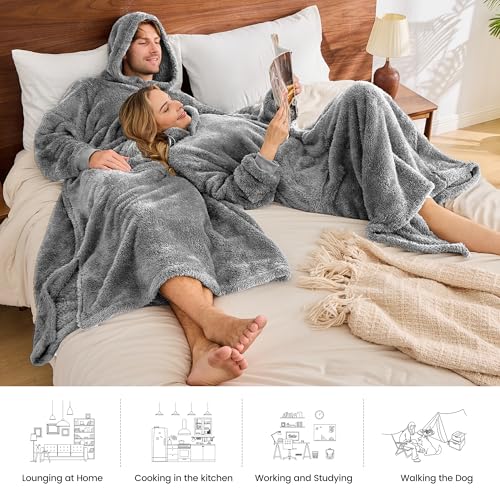 PJGGZ Oversized Fleece Wearable Blanket Hoodie for Adults — view 4