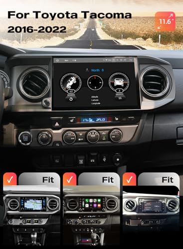 Image of Dasaita 11.6 inch Car Stereo for Toyota Tacoma 2016-2022 | 6GB+64GB, 2K QLED Screen, Wireless CarPlay, Android Auto, 4G LTE, 5G WiFi, Plug & Play Upgrade, Android 13, GPS Navigation