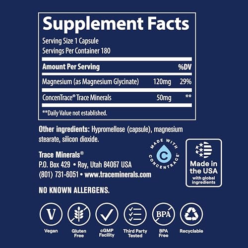 Trace Minerals Magnesium Glycinate Capsules, 120 mg, 180 Count - Image 3