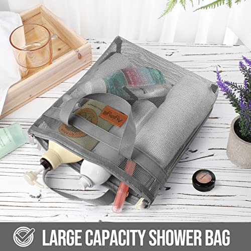 Kpx Shower Caddy Mesh Tote Bag, Mesh Shower Bag, Quick Dry Toiletry Bath Bag Portable, Hanging Bath Organizer For College Dorm,Beach, Gym, Swimming, Yoga And Travel (2Pcs, Dark Grey) #TOP3