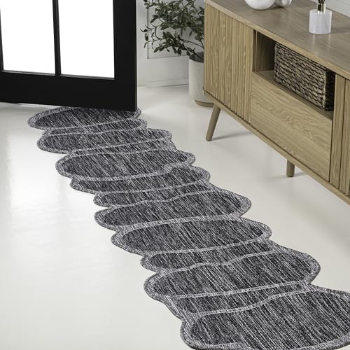 JONATHAN Y Rustic Abstract Indoor Outdoor Runner Rug 2X8 Dark Gray/Gray, Jasper Modern for Backyard, Patio, Porch, Easy-Cleaning, High Traffic, Pet-Friendly, Non-Shedding (SHP101A-28)
