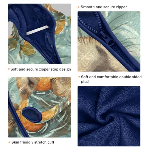 Cute Guinea Pigs Swimming Toddler Fleece Jacket Girl Boys Hooded Fleece Jacket Coat Warm Outwear Zip-up 3-10T3