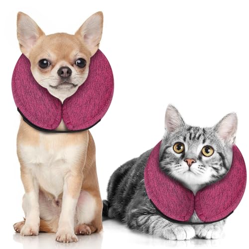 Image of MIDOG Inflatable Dog Cone, Soft Donut Recovery Collar Alternative After Surgery to Help Prevent Licking, Comfy E Collar with Neck Pillow Design, Rose, XS