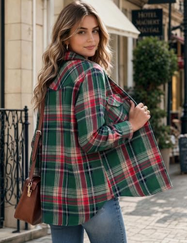 Image of Zeagoo Flannel Shirt Women Plaid Button Down Shackets Long Sleeve Fall Tops | Cotton Brushed Flannel Shirts Lightweight Loose Fit Blouse Business Casual Office Outfits 2026 Fashion Summer Western Clothes