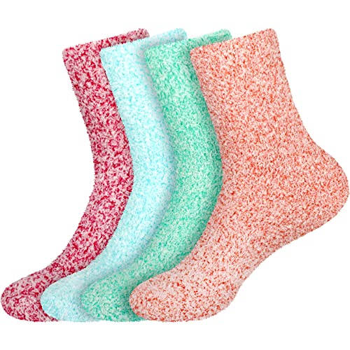 Image of BambooMN Women's Fuzzy Warm Feather Soft Socks - Value Packs