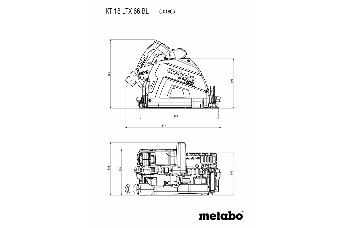 Metabo Set KT 18 LTX 66 BL Scie circulaire plongeante sans fil 18 V – MetaBOX 340 avec rail de guidage FS 160 – 691172840