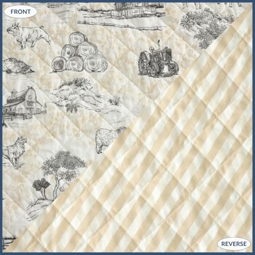 Image of Paseo Road Indigo Hill by HiEnd Accents Farm Life 3 Piece King Quilt Set