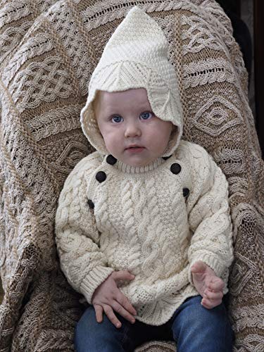 Aran Crafts Baby Traditional Irish Lace Stitch Hooded Sweater (HD4558-12/18-NAT), Natural, 12 Months - Image 2