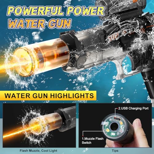 Electric Water Gun,Automatic Water Gun Pistols for Kids Adults,Long Range Motorized Water Guns with Multifunctional Lighting Effects for Kids Boys Girls Outdoor Beach Pool Party