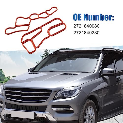 Image of Engine Oil Filter Housing Gasket Set 2721840080 2721840280 Cooler Engine Oil Filter Seal for Mercedes-Benz ML450 2010-2011 (Set of 2)