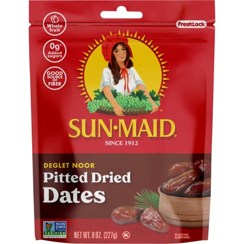 Image of Sun-Maid California Pitted Dates | Deglet Noor | Resealable Bag | 8 Ounce | Whole Natural Dried Fruit | No Artificial Flavors | Non-GMO